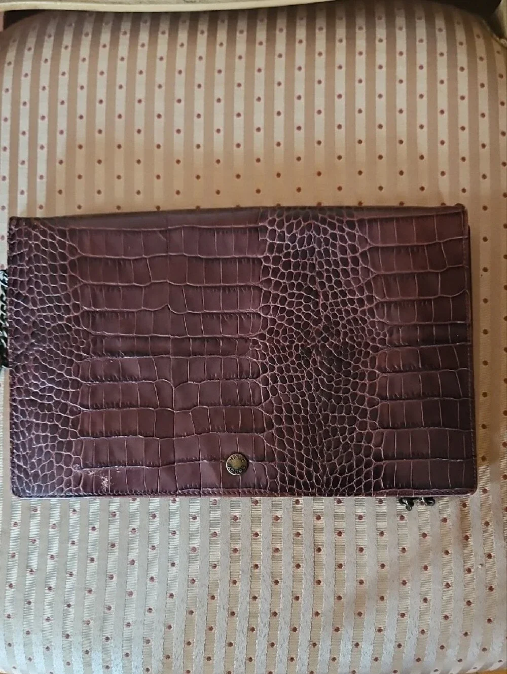Marc Jacobs Croc-Embossed Brown Leather Chain Crossbody/ Clutch Bag